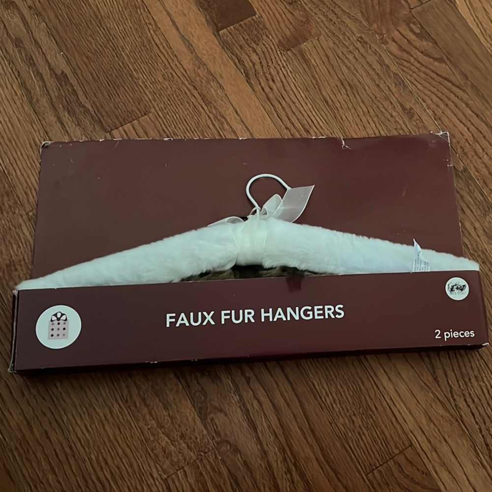Faux Fur Hangers - White and Brown Set of Two